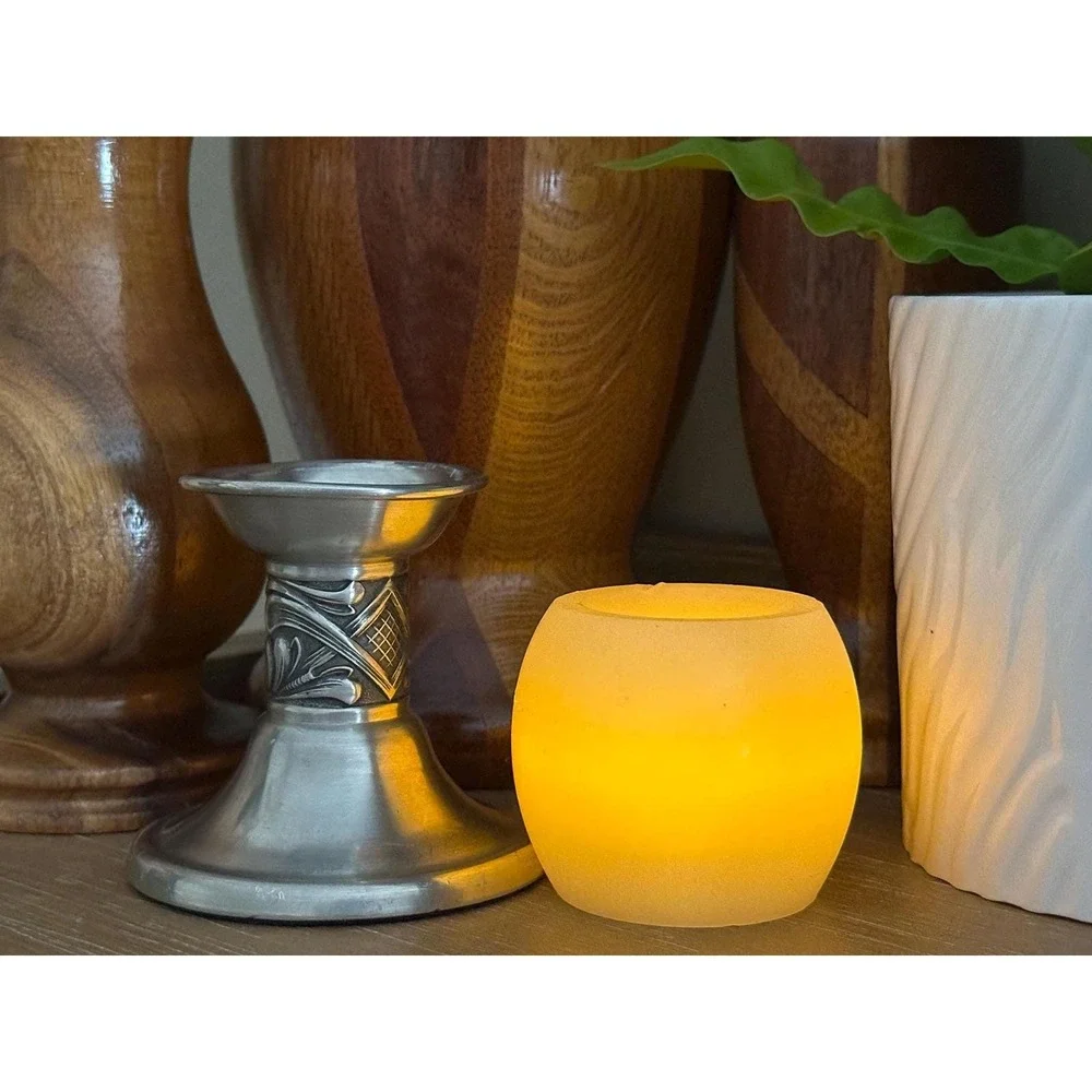 Elegant Haugrud Norwegian Pewter Taper Candlestick Silver Tone Home Decor